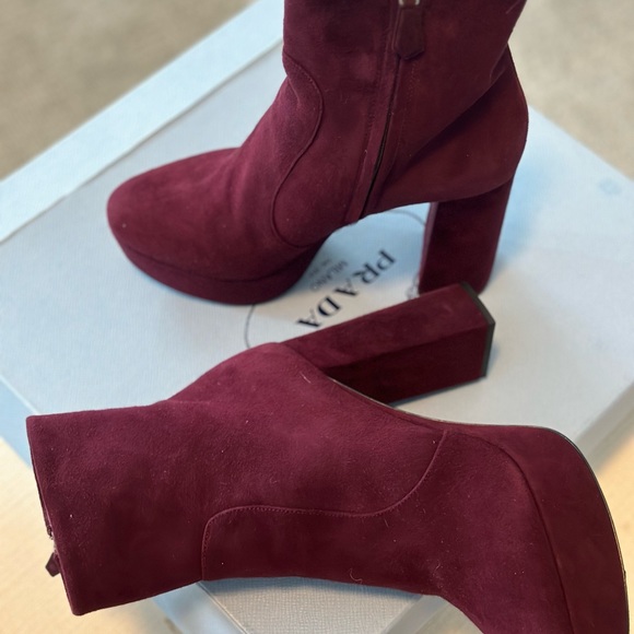 Prada Maroon Platform Booties - Picture 6 of 8